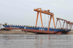 Successful Launching of two newly built A.M.S. PERTH -250ft ballast tank barge and A.M.S. DARWIN -230ft ballast tank barge